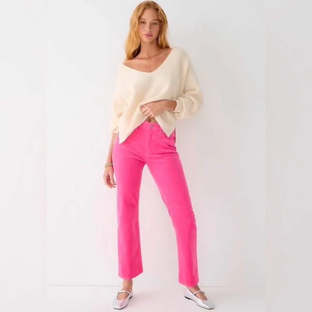 NEW J.Crew Women’s Slim Wide Leg‎ Crop Pant Intense Pink 25P Petite Barbiecore